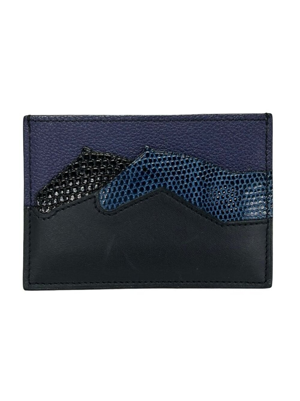 Hermes Card Case Petit Chevaux Black Navy Purple